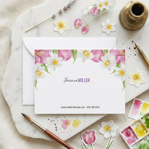 Elegante Minimalistische Watercolor Bloemen Bruilo Notitiekaartje