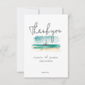 Elegante minimalistische waterverf boot cruise bru bedankkaart (Voorkant)