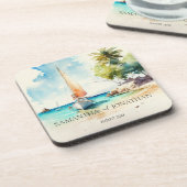 Elegante minimalistische waterverf boot cruise bru bier onderzetter (Linkerzijde)