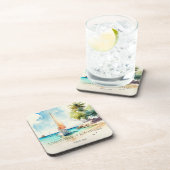 Elegante minimalistische waterverf boot cruise bru bier onderzetter (Rechterzijde)