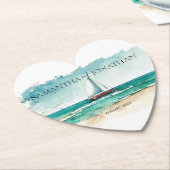 Elegante minimalistische waterverf boot cruise bru kartonnen onderzetters (Gekanteld)