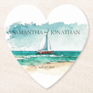 Elegante minimalistische waterverf boot cruise bru kartonnen onderzetters