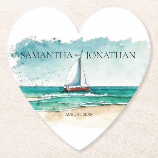 Elegante minimalistische waterverf boot cruise bru kartonnen onderzetters (Voorkant)