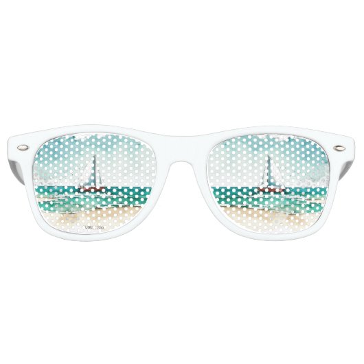 Elegante minimalistische waterverf boot cruise bru retro zonnebril (Voorkant)