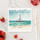 Elegante minimalistische waterverf boot cruise bru servet (Insitu)