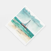 Elegante minimalistische waterverf boot cruise bru servet (Hoek)