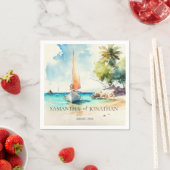 Elegante minimalistische waterverf boot cruise bru servet (Insitu)