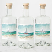 Elegante minimalistische waterverf bootcruise Brui Likeurfles Etiket (Flessen)