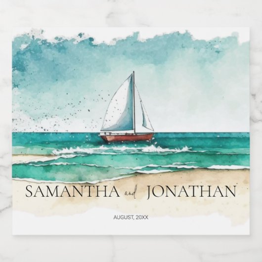 Elegante minimalistische waterverf bootcruise Brui Likeurfles Etiket (Enkel label)