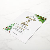 Elegante, minimalistische Waterverf kerstbruiloft Folie Uitnodiging (Gedraaid)