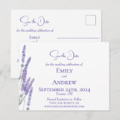 Elegante minimalistische Waterverf Lavendelbloemen Uitnodiging Briefkaart (Voorkant / Achterkant)