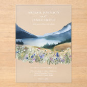 Elegante minimalistische Waterverf Mountain bruilo Acryl Uitnodigingen (Voorkant)