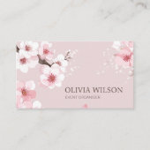 Elegante minimalistische waterverf roze en wit visitekaartje (Voorkant)