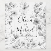 Elegante minimalistische Waterverf Wildflowers Wijn Etiket (Enkel label)