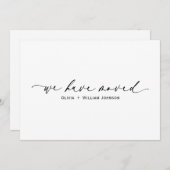 Elegante Minimalistische We Hebben Script Verhuisd Aankondiging (Voorkant / Achterkant)