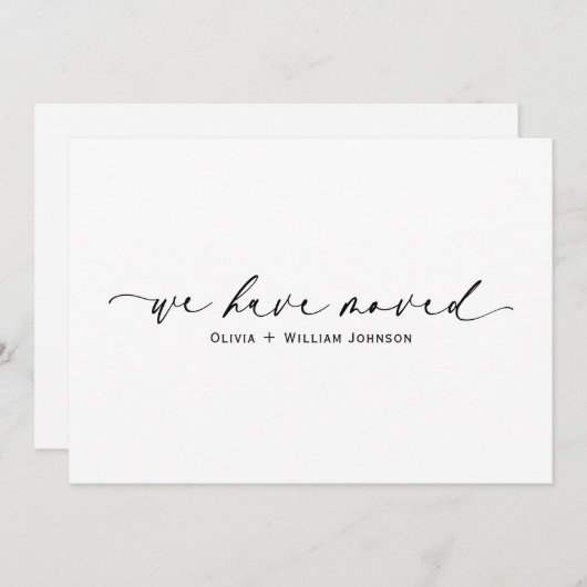 Elegante Minimalistische We Hebben Script Verhuisd Aankondiging (Voorkant / Achterkant)