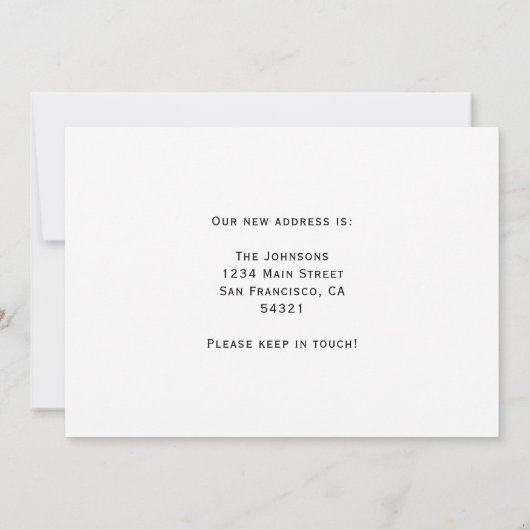 Elegante Minimalistische We Zijn Verhuisd Script Aankondiging (Achterkant)