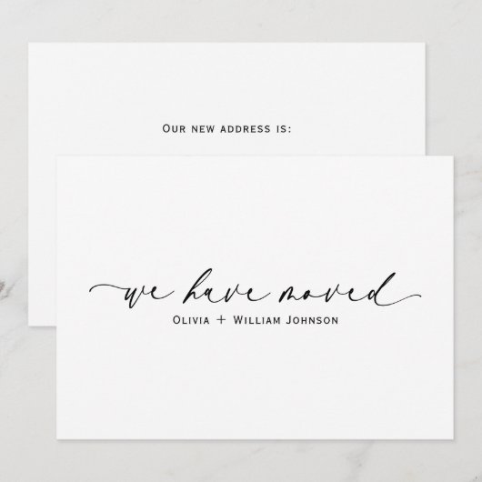 Elegante Minimalistische We Zijn Verhuisd Script Aankondiging (Voorkant / Achterkant)
