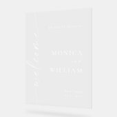 Elegante minimalistische welkom bruiloft acryl bord (Hoek)