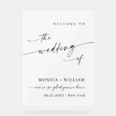 Elegante minimalistische welkom bruiloft acryl bord (Voorkant)