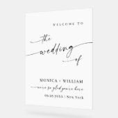 Elegante minimalistische welkom bruiloft acryl bord (Hoek)