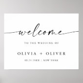 Elegante minimalistische welkom bruiloft kalligraf poster (Voorkant)
