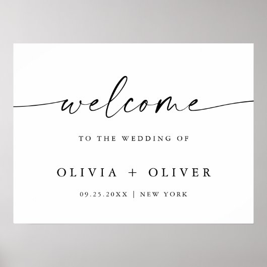 Elegante minimalistische welkom bruiloft kalligraf poster (Voorkant)