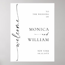 Elegante minimalistische welkom bruiloft kalligraf poster