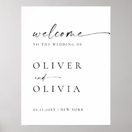 Elegante minimalistische welkom bruiloft kalligraf poster