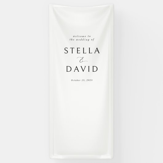 Elegante minimalistische welkom bruiloft vinyl ban spandoek (Verticaal)