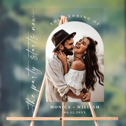 Elegante minimalistische welkom foto bruiloft acryl bord (Neutraal)