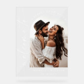 Elegante minimalistische welkom foto bruiloft acryl bord (Voorkant)