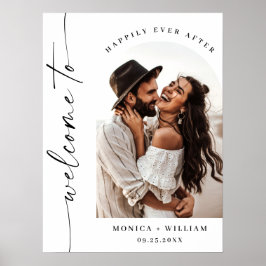 Elegante minimalistische welkom foto bruiloft poster
