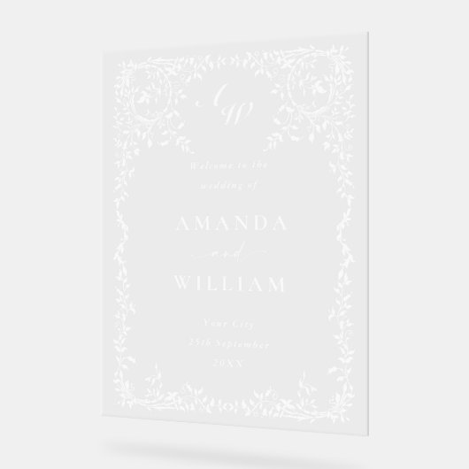 Elegante Minimalistische WELKOM Trouw Acryl Bord (Hoek)