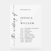 Elegante minimalistische welkom trouwdag tijdlijn acryl bord (Voorkant)