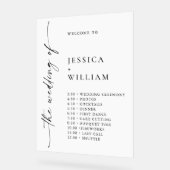 Elegante minimalistische welkom trouwdag tijdlijn acryl bord (Hoek)