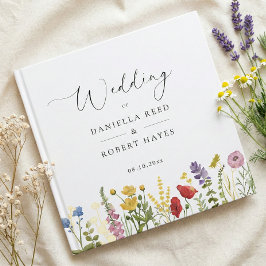 Elegante Minimalistische Whimsical Wilde Bloemen B Gastenboek