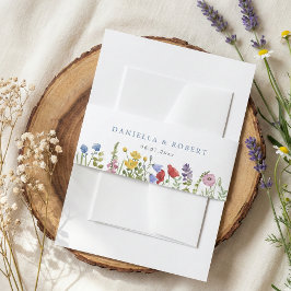 Elegante Minimalistische Whimsical Wilde Bloemen B Uitnodigingen Wikkel