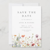 Elegante Minimalistische Wilde Bloem Bruiloft Save The Date (Voorkant)