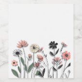 Elegante minimalistische wilde bloem wijn etiket (Enkel label)