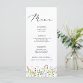 Elegante Minimalistische Wilde Bloemen Bruiloftsme Menu (Staand voorkant)