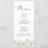 Elegante Minimalistische Wilde Bloemen Bruiloftsme Menu (Voorkant)