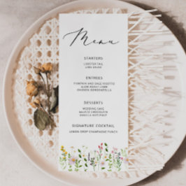 Elegante Minimalistische Wilde Bloemen Bruiloftsme Menu