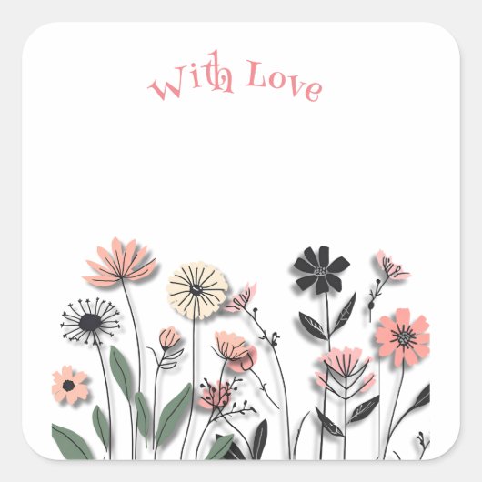 Elegante minimalistische Wildflower Sticker (Voorkant)