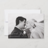 Elegante minimalistische witte bruiloft 2 foto bedankkaart (Voorkant)