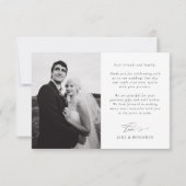 Elegante minimalistische witte bruiloft 2 foto bedankkaart (Achterkant)