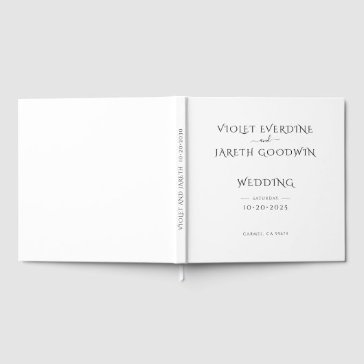 Elegante Minimalistische Witte Bruiloft  Gastenboek (Volledig)