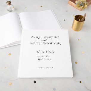 Elegante Minimalistische Witte Bruiloft Gastenboek