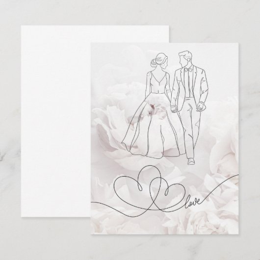 Elegante minimalistische witte bruiloft Kaart (Voorkant / Achterkant)