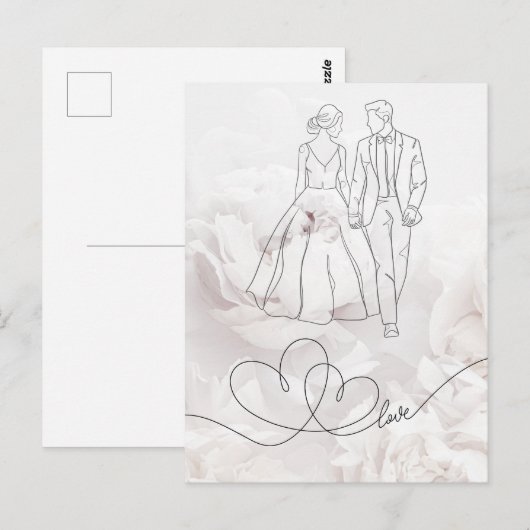 Elegante minimalistische witte bruiloft Kaart (Voorkant / Achterkant)